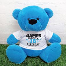 Personalised 16th Birthday Bear Blue 40cm