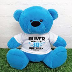 Personalised 30th Birthday Bear Blue 40cm
