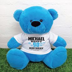 Personalised 90th Birthday Bear Blue 40cm