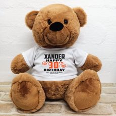 Personalised 30th Birthday Bear Brown 40cm