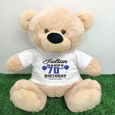 70th Birthday T-Shirt Teddy Bear Cream 40cm