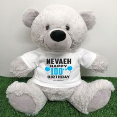 Personalised 100th Birthday Bear Grey 40cm