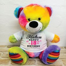 Personalised 18th Birthday Bear Rainbow 40cm