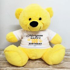 Personalised 100th Birthday Bear Yellow 40cm