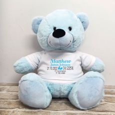 Personalised Newborn Bear 40cm Light Blue Plush