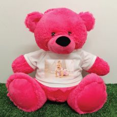 Personalised Photo Teddy Bear 40cm Hot Pink