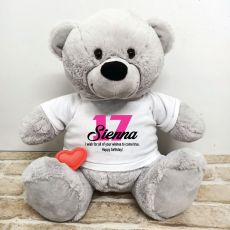 Recordable Birthday Bear Grey 40cm