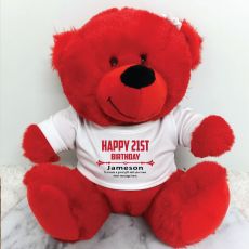 Personalised 21st Birthday Bear Red Plush