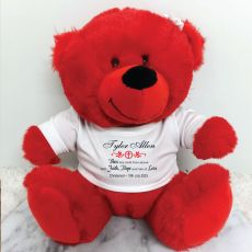 Personalised Christening Bear Red Plush