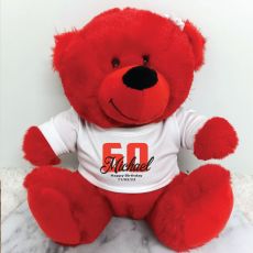 Personalised 60th Teddy Bear Red Plush