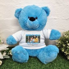 Worlds Best Mum Photo Bear Bright Blue 30cm