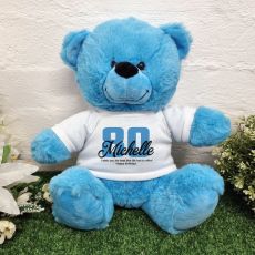 80th Birthday Bear Bright Blue Plush 30cm