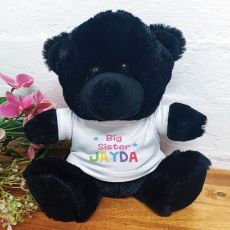 Personalised Big Sister Bear Black Plush
