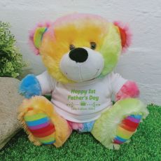 1st Fathers Day Personalised Bear Rainbow 