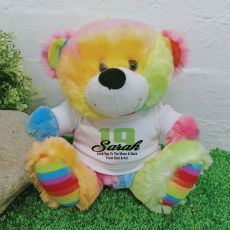 Birthday Bear Rainbow Personalised Plush