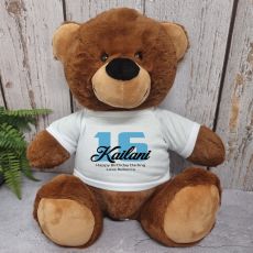 16th Birthday Personalised Bear with T-Shirt - Brown 40cm