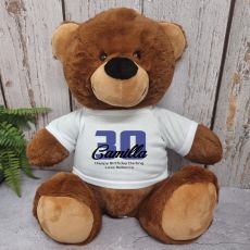 30th Birthday Personalised Bear with T-Shirt - Brown  40cm