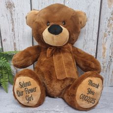 Personalised Flower Girl Teddy Bear 40cm Brown