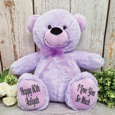 Personalised 80th Birthday Teddy Bear 40cm Plush Lavender