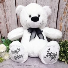 1st Birthday Teddy Bear 40cm -White