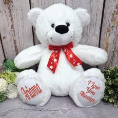 Valentines Day Bear 40cm White with Red Ribbon