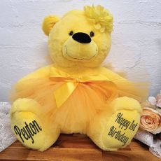 1st Birthday Ballerina Teddy Bear 40cm Plush Yellow