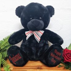Valentines Day Bear Black Heart Bow 40cm