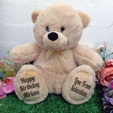 Birthday Personalised Teddy Bear 30cm Cream