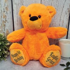 Personalised 1st Teddy Bear Orange Plush 30cm