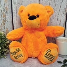 Personalised 80th Teddy Bear Orange Plush 30cm