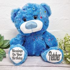 Personalised Hollywood Birthday Bear 30cm Plush - Blue