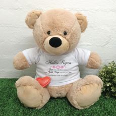 Voice Recordable Christening Bear with T-Shirt - Cream 40cm