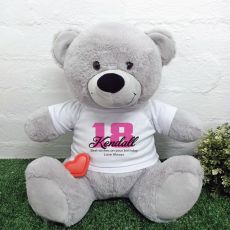 Recordable 18th Birthday Bear with T-Shirt - Grey 40cm