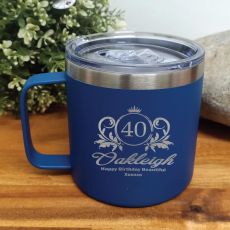 40th Birthday Cobolt Travel Coffee Mug 14oz (F)