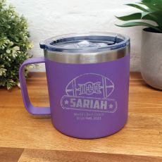 Football Coach Travel Tumbler Coffee Mug 14oz Purple