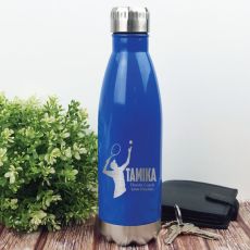 Tennis Coach Engraved Stainless Steel Drink Bottle - Blue