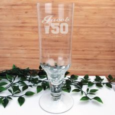 50th Birthday Engraved Personalised Pilsner Glass (M)