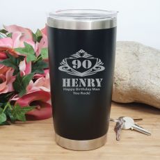 90th Insulated Travel Mug 600ml Black (M)