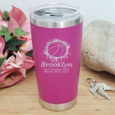 Basketball Coach Insulated Travel Mug 600ml Pink