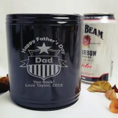 Fathers Day Engraved Black Stubby Can Cooler 