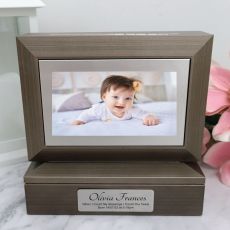 Baby Photo Keepsake Trinket Box - Charcoal Grey