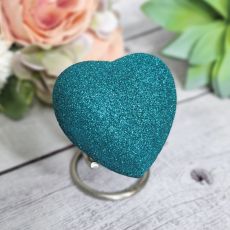 Jade Glitter Heart Urn For Ashes with Stand