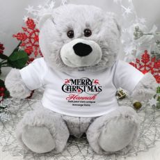  Personalised Merry Christmas Bear - Grey