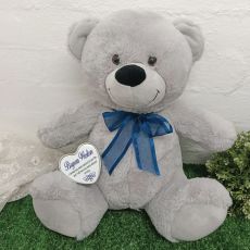 Baby memorial Keepsake Bear with Heart Grey / Blue 40cm