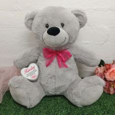 Birthday Keepsake Bear with heart Grey / Pink 40cm