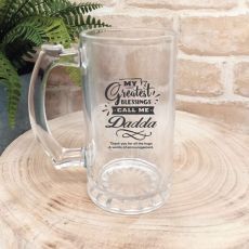 Greatest Blessings Personalised Glass Stein- Dad