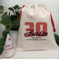 30th Birthday Party Sack Gift Bag 35cm