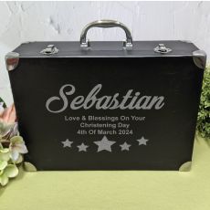Personalised Christening Suitcase Gift Box Black