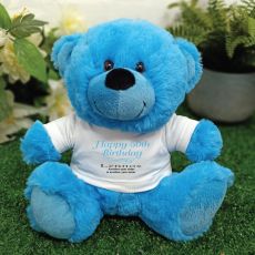 Personalised 50th Birthday Bear Blue Plush