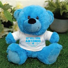 Get Well Teddy Bear Bright Blue